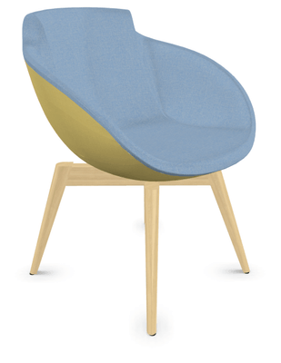 VISITEURS ET FONCTIONNELS - 4 Pieds - Fauteuil COCO revêtement assise et dossier tissus AUSTEA  Coloris intérieur BLEU TD2-156 - Coloris extérieur JAUNE TC6-139
