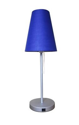 LUMINAIRES - Lampes - CUP MINI Lampe  à poser  avec abat jour tissu bleu pietement fin - dotèe d'une prise USB
