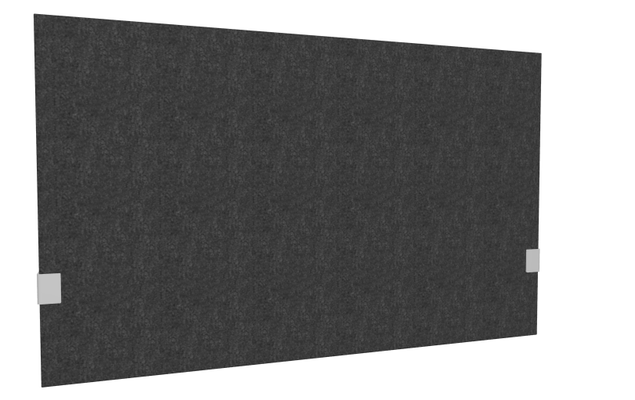 PANNEAUX ECRANS POUR BUREAU DROIT SOLO - Pour bureaux largeur 120 cm - SECRET Panneau-écran acoustique H74cm pour poste solo L.120cm. 2 faces tissu SYNERGY coloris noir. pinces de fixation réglables en hauteur coloris aluminium