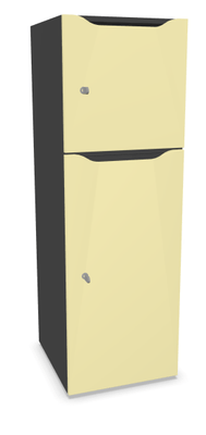 CASIERS - 2 cases - Meuble à cases H.137xL.45xP.50cm - 2 cases : 1 x H86cm (en bas) + 1 x H43cm. portes avec découpe en partie haute. serrure à clé