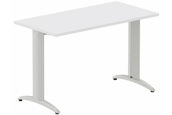 TABLES COMPOSABLES - Module départ - Module composable pied i, L.120xP.60cm, départ, plateau blanc, structure aluminium, plateau blanc, structure aluminium