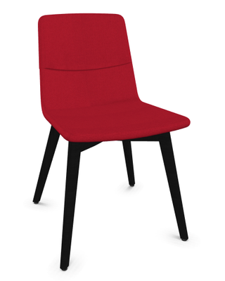 VISITEURS ET FONCTIONNELS - 4 Pieds - MELODY chaise 4 pieds bois. face intérieure tissu STEP rouge face extérieure tissu step mélange coloris rouge piétement noir