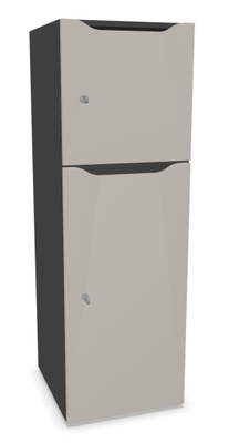 CASIERS - 2 cases - Meuble à cases H.137xL.45xP.50cm - 2 cases : 1 x H86cm (en bas) + 1 x H43cm. portes avec découpe en partie haute. serrure à clé