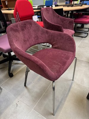 DESTOCKAGE - Sièges & Fauteuils - Chaise visiteur structure 4 pieds chromée, assise velours prune
