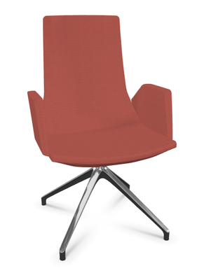 DIRECTION - Visiteurs - KI fauteuil de conférence haut dossier. piétement 4 branches en aluminium poli