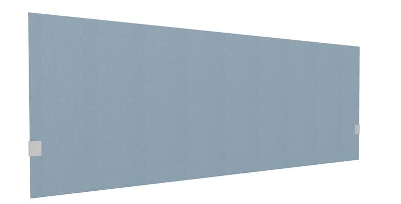PANNEAUX ECRANS POUR BUREAU DROIT SOLO - Pour bureaux largeur 180 cm - SECRET Panneau-écran acoustique H74cm pour poste solo L.180cm. 2 faces tissu STEP coloris bleu clair. pinces de fixation réglables en hauteur coloris aluminium