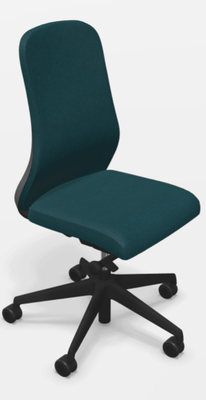 OPERATIVE - Dossier similicuir - MISTRAL tissu-Chaise structure noire synchrone- soutien lombaire - piétement polyamide noir, tissu STEP MELANGE BLEU CANARD SMU-67007