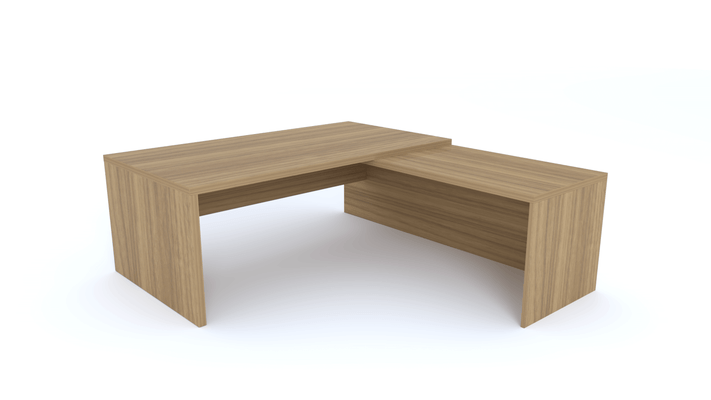 Gamme X5 - Tables de Bureau avec retour - X5- Plan Manager 180x90cm avec retour mur aligné (encombrement 180x200cm)  -Finitions = Plateaux: Noyer / Piètement : Noyer