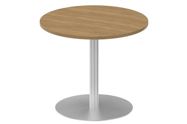TABLES DE REUNION - Ronde - Table ronde diamètre 90cm sur pied colonne noyer /aluminium