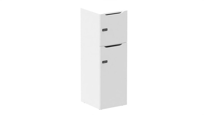 CASIERS - 2 cases - Meuble à cases H.137xL.45xP.50cm - 2 cases : 1 x H86cm (en bas) + 1 x H43cm. portes avec découpe en partie haute. serrure à code