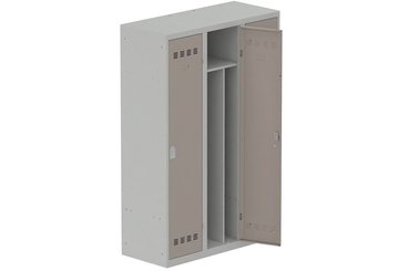 [Pas de famille] - [Pas de sous famille] - Vestiaire industrie salissante 3 portes (serrure 2 clés) H180xL120xP50cm coffre gris clair/ porte(s) basalte