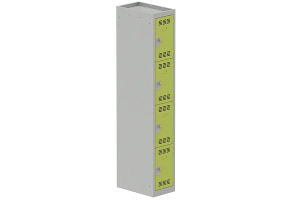 [Pas de famille] - [Pas de sous famille] - Vestiaire multicases 1 colonne L,30cm 4 cases (fermeture cadenas) H,180xL,30xP,50cm coffre gris clair/portes anis