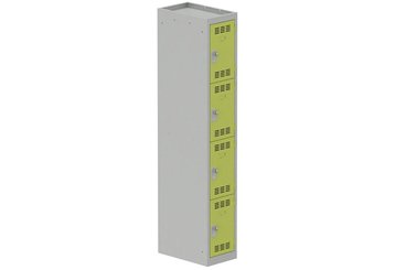 [Pas de famille] - [Pas de sous famille] - Vestiaire multicases 1 colonne L,30cm 4 cases (fermeture cadenas) H,180xL,30xP,50cm coffre gris clair/portes anis