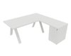 X3 Plan Manager 200*100cm + retour 100x60cm sur caisson hauteur de bureau 3 tiroirs (encombrement 180x190cm). Plateau, caisson Blanc et pietement Blanc.