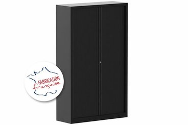 [Pas de famille] - [Pas de sous famille] - Armoire à rideaux démontable H198xL120cm 4 tablettes coffre noir/rideaux noir - sur délai