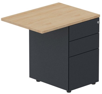 Gamme K1 - Extensions - Plans droits - Retour sur caisson métal, 100x60cm, Hêtre/Anthracite