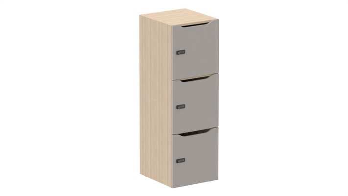 CASIERS - 3 cases - Meuble à cases H.137xL.45xP.50cm - 3 cases H43cm. portes avec découpe en partie haute. serrure à code