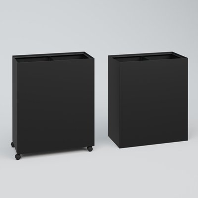 ACCESSOIRES - ACCESSOIRES  - Poubelle pour le tri sélectif fabriquée en tôle de 8/10ème HT 75 cm Larg. 60 cm Prof. 30 cm avec roulettes . Coffre Noir