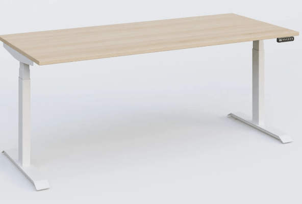 [Pas de famille] - [Pas de sous famille] - Poste solo 200*80 réglable en hauteur électriquement de 65-130 cm gamme KPro3. Plateau hêtre et piètement blanc