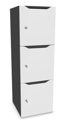 CASIERS - 3 cases - Meuble à cases H.137xL.45xP.50cm - 3 cases H43cm. portes avec découpe en partie haute. serrure à clé