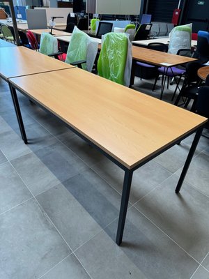 DESTOCKAGE - Bureau - Table 180 x 80 cm plateau hêtre miel et piétement anthtracite