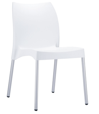 POLYPROPYLENE - CHAISES  - PALERME- Chaise empilable  en polypropylène structure en aluminium anodisé -Finition assise blanc (PBL)