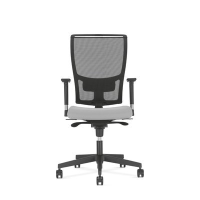 OPERATIVE - Dossier résille - DANDY MANAGER MESH siège mécanique synchrone décalé avec translation d'assise, soutien lombaire réglable, tissu LUCIA coloris prune, dos résille noire sur cadre noir, embase noire