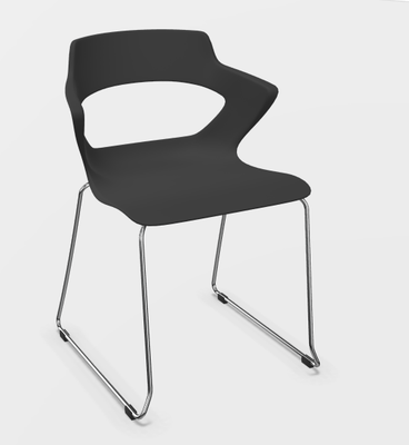 FAUTEUILS/POUFS - Piétement Luge - SWEETY Chaise pied luge H46cm. coque polypropylène coloris gris foncé. piétement chrome