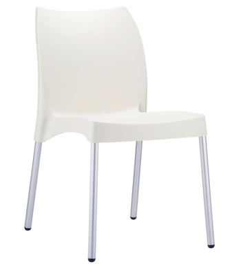 POLYPROPYLENE - CHAISES  - PALERME- Chaise empilable  en polypropylène structure en aluminium anodisé -Finition assise beige