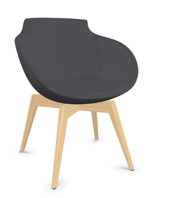 FAUTEUILS/POUFS - 4 pieds bois - Fauteuil COCO tapissé Enduit intérieur Gris ANTHRACITE / extérieur Gris ANTHRACITE 