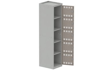 [Pas de famille] - [Pas de sous famille] - Vestiaire multicases 1 colonne L,40cm 5 cases (fermeture cadenas) H,180xL,40xP,50cm coffre gris clair/portes basalte