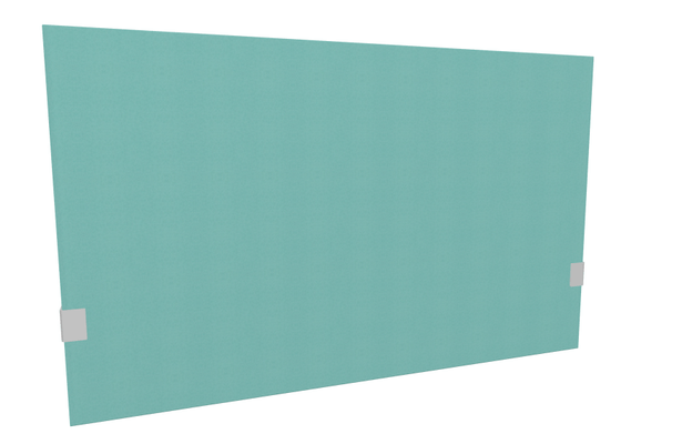 PANNEAUX ECRANS POUR BUREAU DROIT SOLO - Pour bureaux largeur 120 cm - SECRET Panneau-écran acoustique H74cm pour poste solo L.120cm. 2 faces tissu SYNERGY coloris menthe givrée. pinces de fixation réglables en hauteur coloris aluminium
