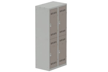 [Pas de famille] - [Pas de sous famille] - Vestiaire multicases 2 colonnes L,40cm 2 cases (fermeture cadenas) H,180xL,80xP,50cm coffre gris clair/portes basalte
