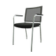 ZEN mesh visiteur - Chaise 4 pieds avec accotoirs chrome (CH).Assise tissu et dossier résille Bondai Noir (8033)