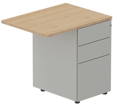 Gamme K1 - Extensions - Plans droits - Retour sur caisson métallique, 120x60cm, Hêtre/Aluminium