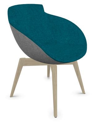 FAUTEUILS/POUFS - 4 pieds bois - Coco - Fauteuil 4 pieds bois naturel (W1). Tissu Int Step Turquoise (L02) - Tissu Ext Step Gris clair (L12)
