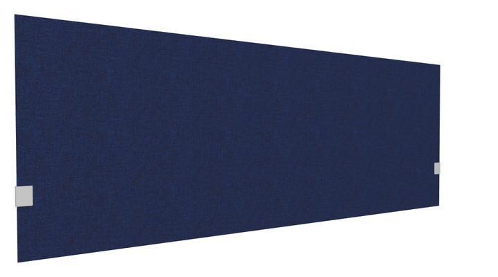 PANNEAUX ECRANS POUR BUREAU DROIT SOLO - Pour bureaux largeur 180 cm - SECRET Panneau-écran acoustique H74cm pour poste solo L.180cm. 2 faces tissu STEP coloris bleu chiné. pinces de fixation réglables en hauteur coloris aluminium