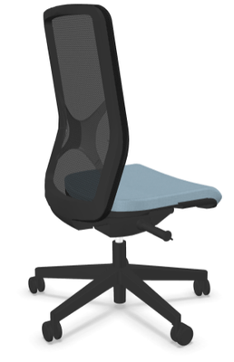 [Pas de famille] - [Pas de sous famille] - Siège EOLE synchrone soutien lombaire RH-Assise réglable en profondeur-Pied, cadre polypro du dossier et résille Noir, Assise Tissu BLEU CLAIR L07