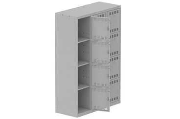 [Pas de famille] - [Pas de sous famille] - Vestiaire multicases 3 colonnes L,40cm 4 cases (fermeture cadenas) H,180xL,120xP,50cm coffre gris clair/portes gris clair