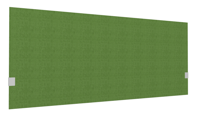 PANNEAUX ECRANS POUR BUREAU DROIT SOLO - Pour bureaux largeur 160 cm - SECRET Panneau-écran acoustique H74cm pour poste solo L.160cm. 2 faces tissu BERTA coloris vert. pinces de fixation réglables en hauteur coloris aluminium
