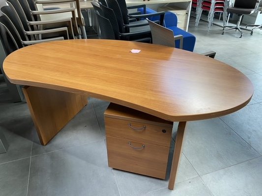 DESTOCKAGE - Bureau - Bureau 180 x 95 avc caiss HB 2 tiroir en mélaminé, plateau merisier