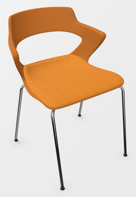 VISITEURS ET FONCTIONNELS - 4 Pieds - SWEETY Chaise 4 pieds tube, piétement chrome, coque polypropylène coloris orange, placet assise tissu BONDAI coloris jaune
