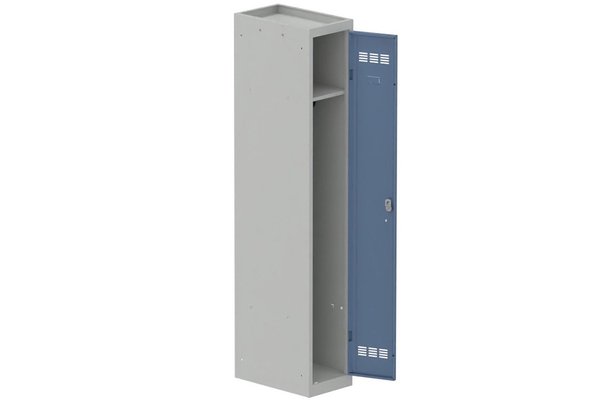 [Pas de famille] - [Pas de sous famille] - Vestiaire industrie propre 1 porte (serrure 2 clés) H180xL30xP50cm coffre gris clair/ porte(s) bleu