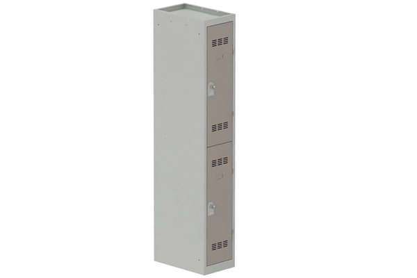 [Pas de famille] - [Pas de sous famille] - Vestiaire multicases 1 colonne L,30cm 2 cases (fermeture cadenas) H,180xL,30xP,50cm coffre gris clair/portes basalte