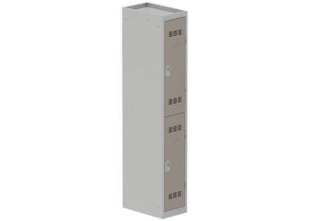 [Pas de famille] - [Pas de sous famille] - Vestiaire multicases 1 colonne L,30cm 2 cases (fermeture cadenas) H,180xL,30xP,50cm coffre gris clair/portes basalte
