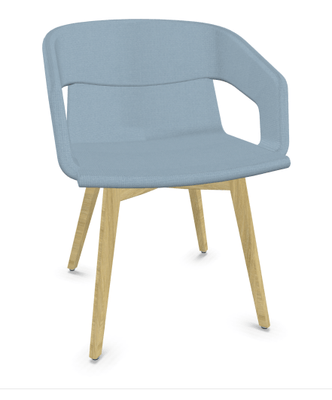 FAUTEUILS/POUFS - 4 pieds bois - MELODY fauteuil 4 pieds bois. face intérieure tissu STEP coloris bleu face extérieure tissu STEP coloris bleu piétement frêne brun