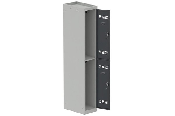 VESTIAIRES MULTICASES - 1 Colonne - Vestiaire multicases, 1 colonne L.30 cm/2 cases, coffre gris clair/portes anthracite