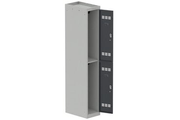 VESTIAIRES MULTICASES - 1 Colonne - Vestiaire multicases, 1 colonne L.30 cm/2 cases, coffre gris clair/portes anthracite