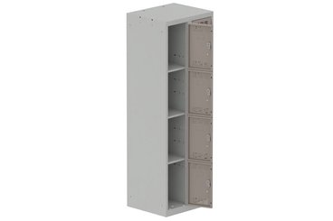 [Pas de famille] - [Pas de sous famille] - Vestiaire multicases 2 colonnes L,30cm 4 cases (fermeture cadenas) H,180xL,60xP,50cm coffre gris clair/portes basalte