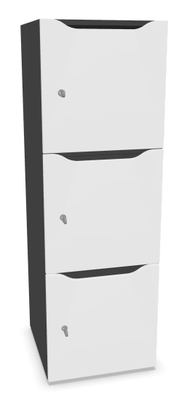 CASIERS - 3 cases - Meuble à cases H.137xL.45xP.50cm - 3 cases H43cm. portes avec découpe en partie haute. serrure à clé
